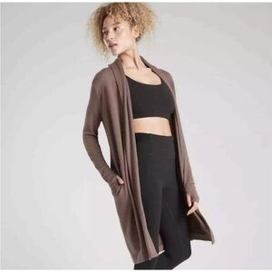 Athleta Soft Ribbed Open Front Cardigan Duster Cozy Modal Blend Women XS